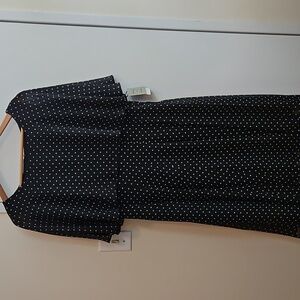 Danny And Nicole Black And Ivory Polka Dot Sleeveless Dress Size 16